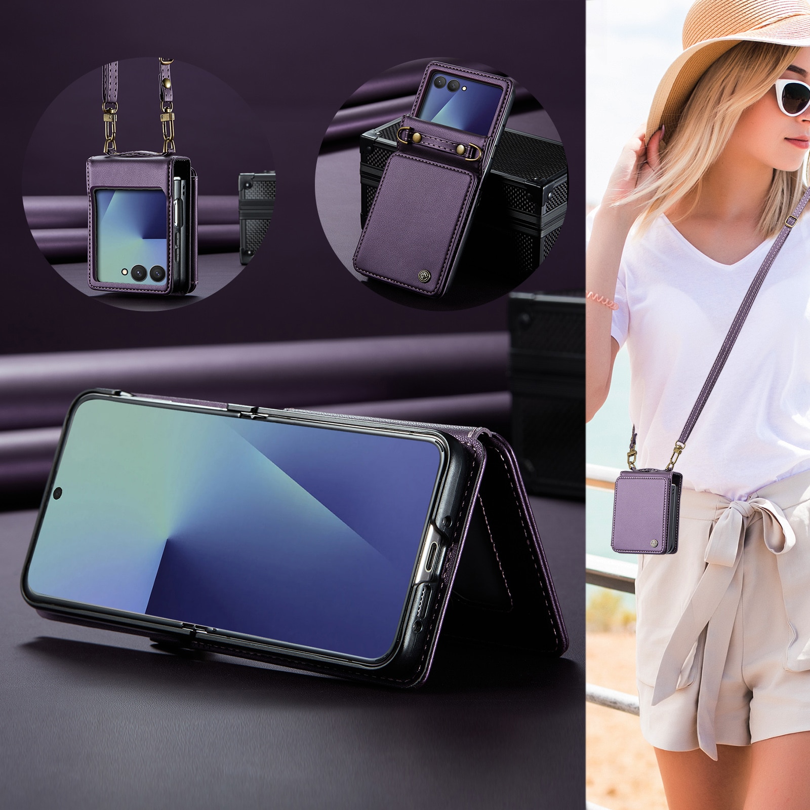 Cover con portacarte anti-RFID Samsung Galaxy Z Flip 7 Viola