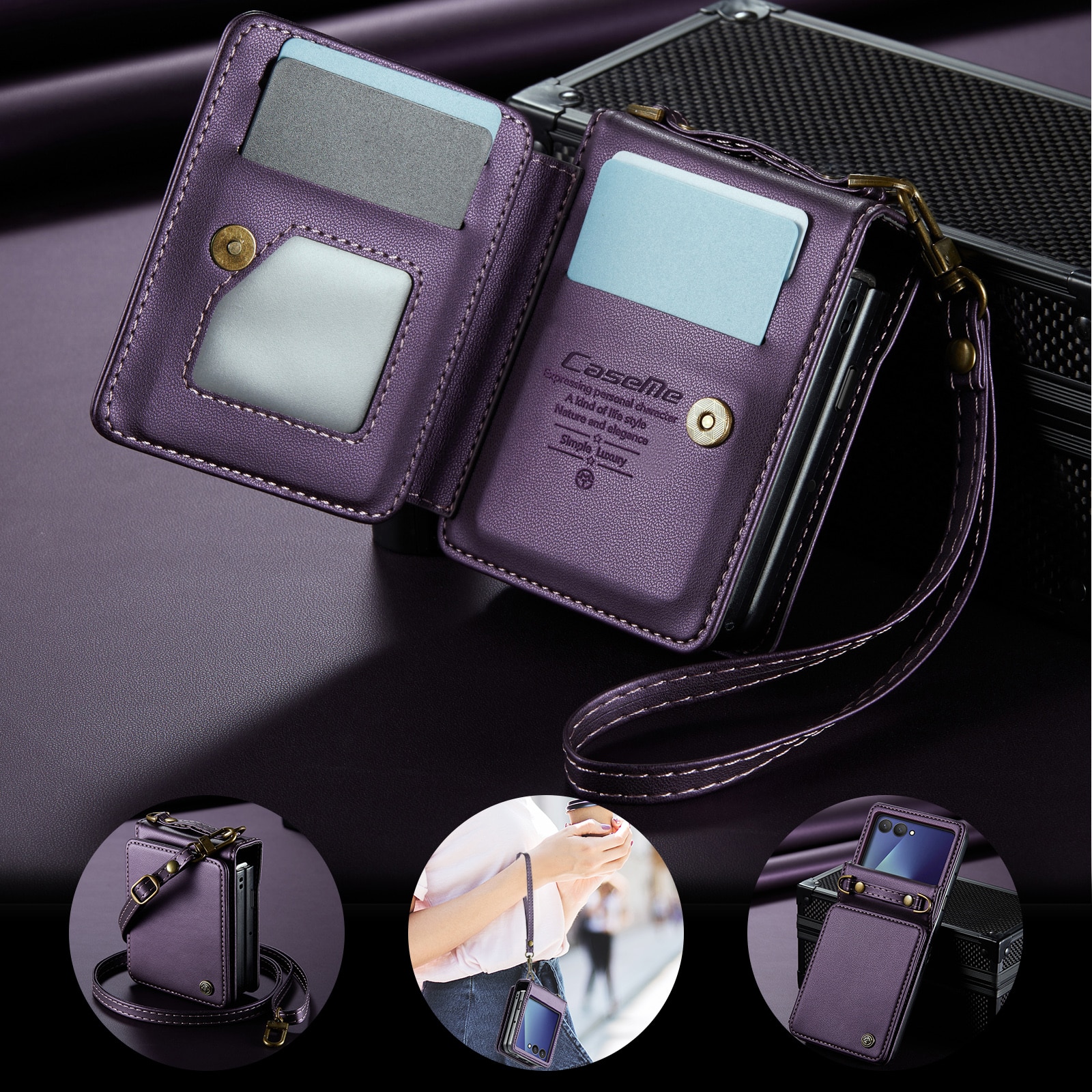 Cover con portacarte anti-RFID Samsung Galaxy Z Flip 7 Viola