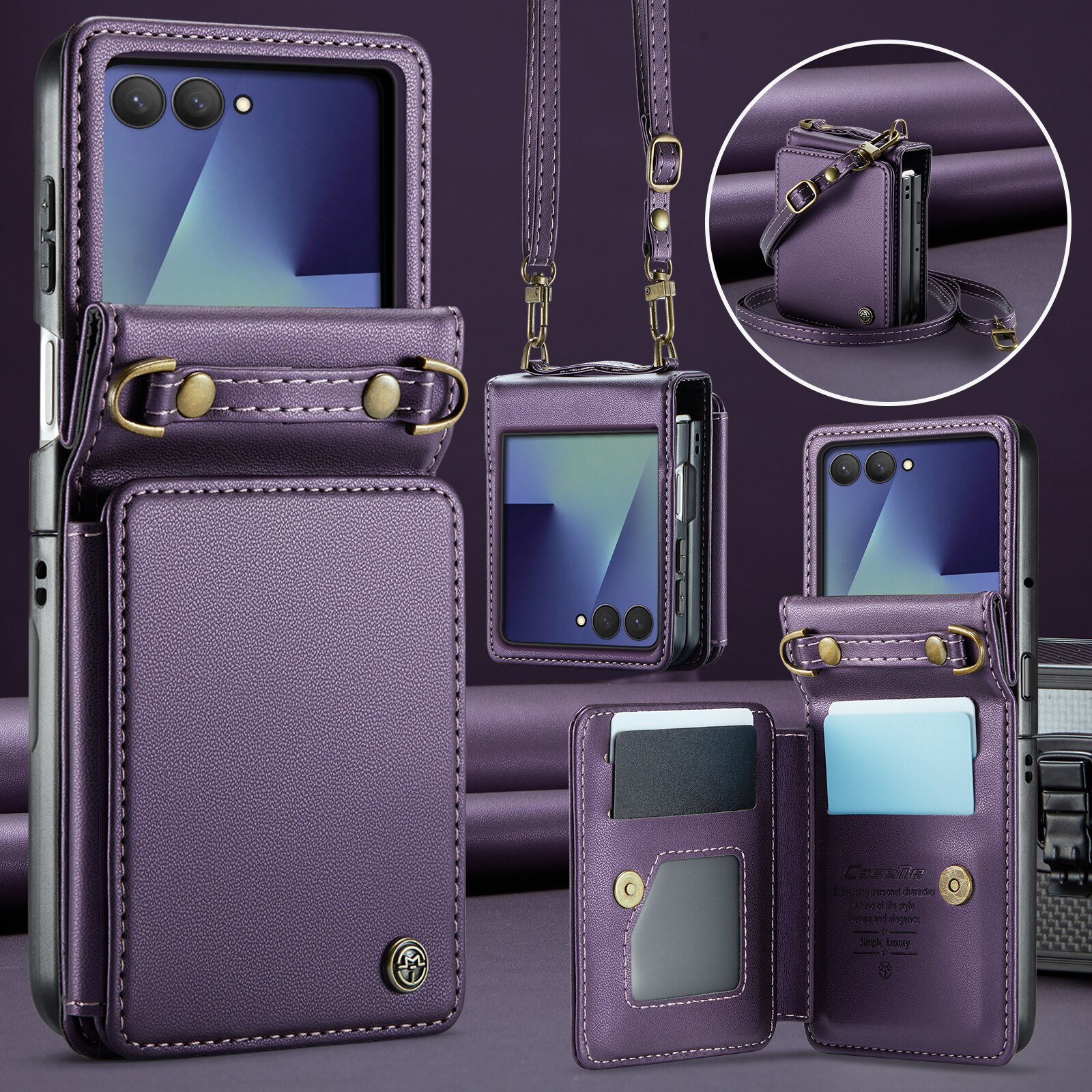 Cover con portacarte anti-RFID Samsung Galaxy Z Flip 7 Viola