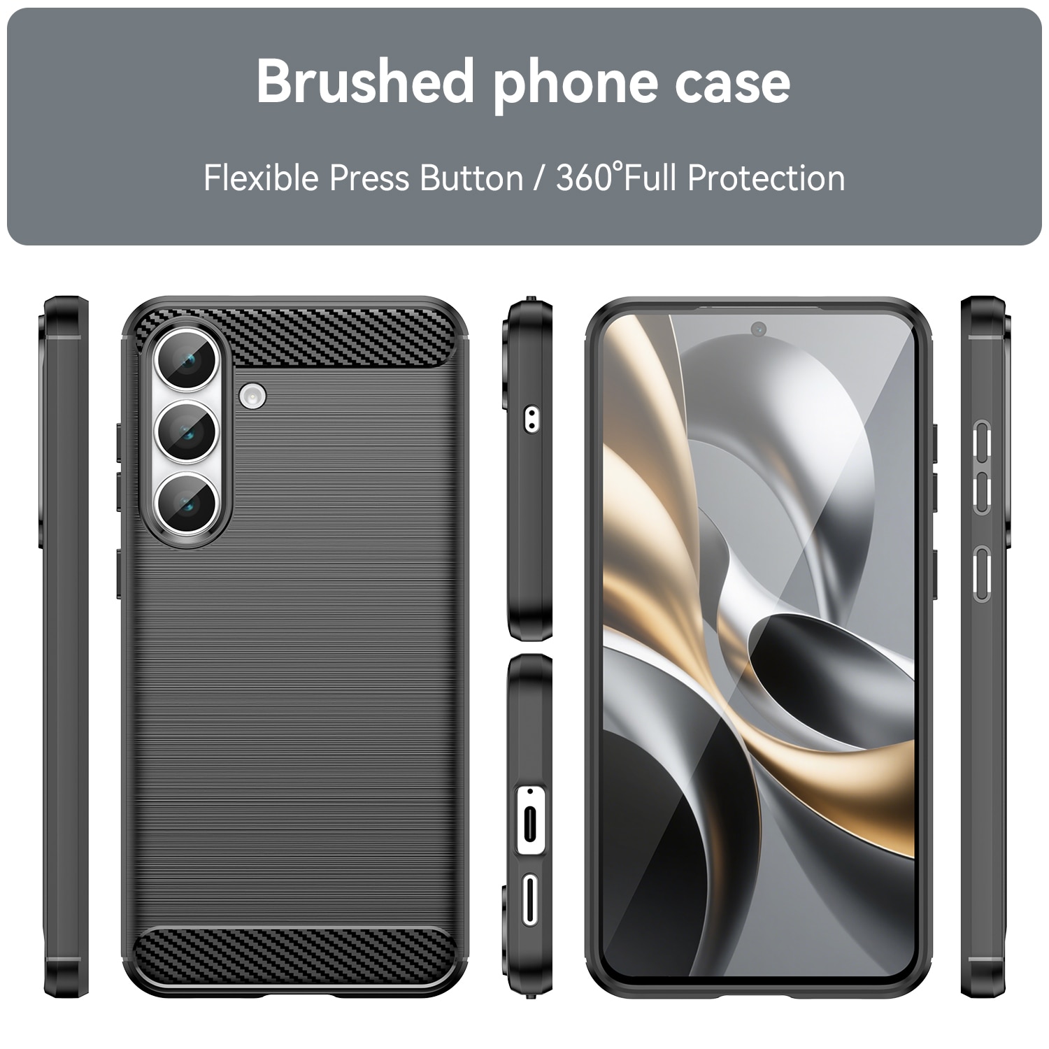 Cover TPU Brushed Samsung Galaxy S25 FE Nero
