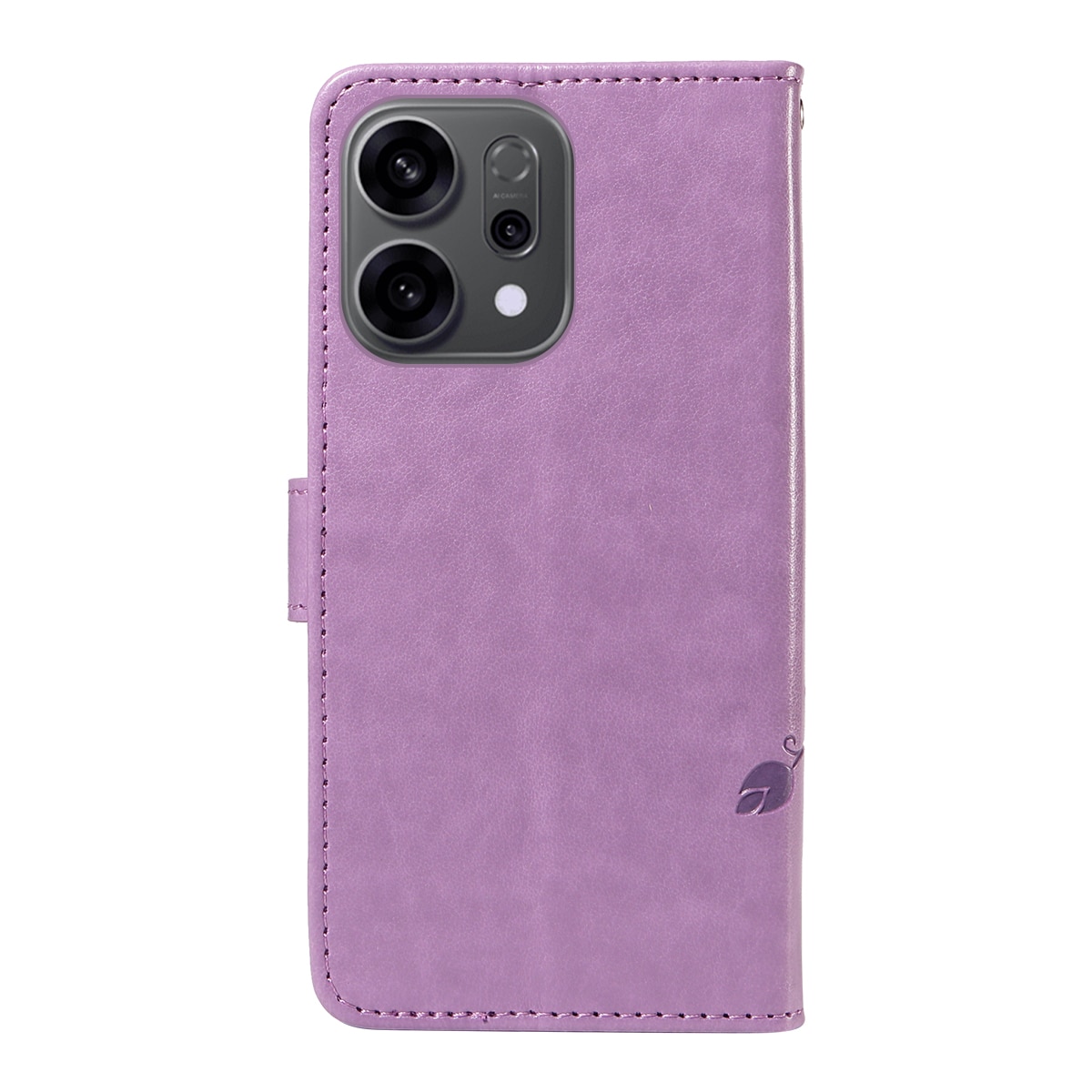 Custodia in pelle a farfalle per Oppo Reno 14, Viola