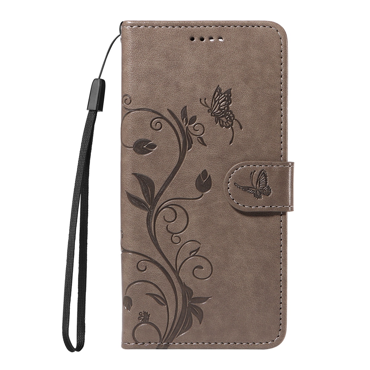 Custodia in pelle a farfalle per Oppo Reno 14 F, Grigio