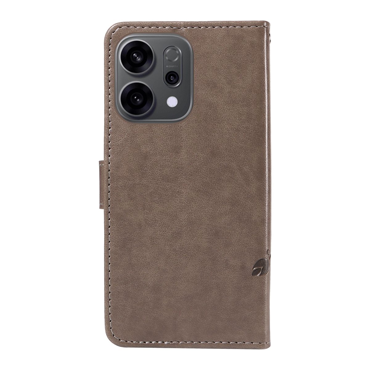 Custodia in pelle a farfalle per Oppo Reno 14 F, Grigio