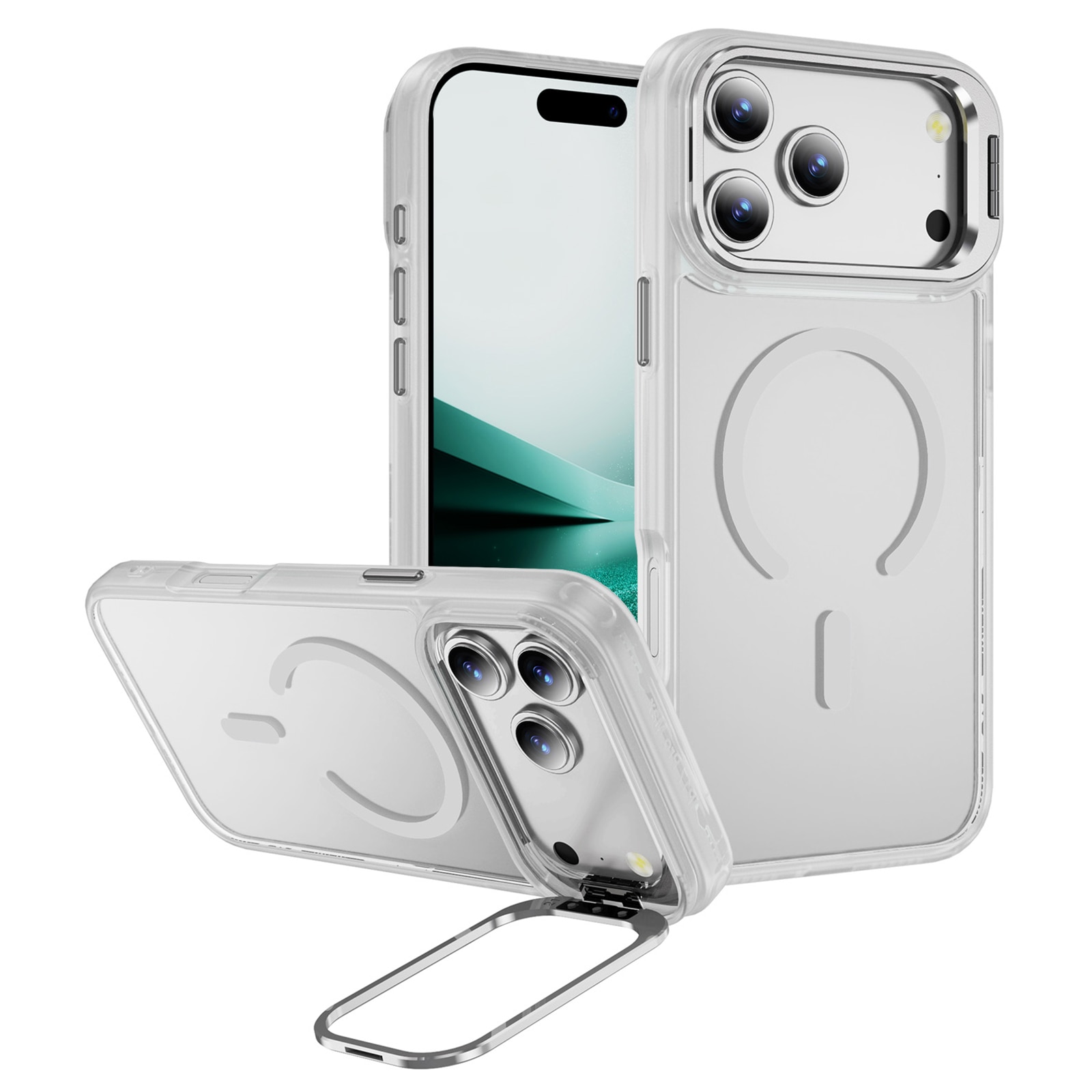 Cover ibride Kickstand con MagSafe iPhone 17 Pro Max Trasparente