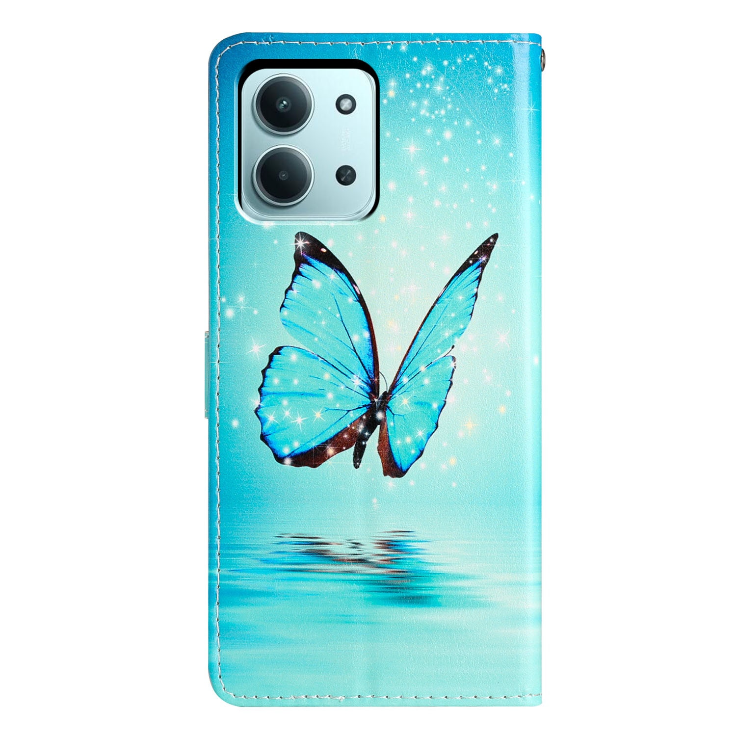 Cover portafoglio Xiaomi Redmi 15C farfalle blu