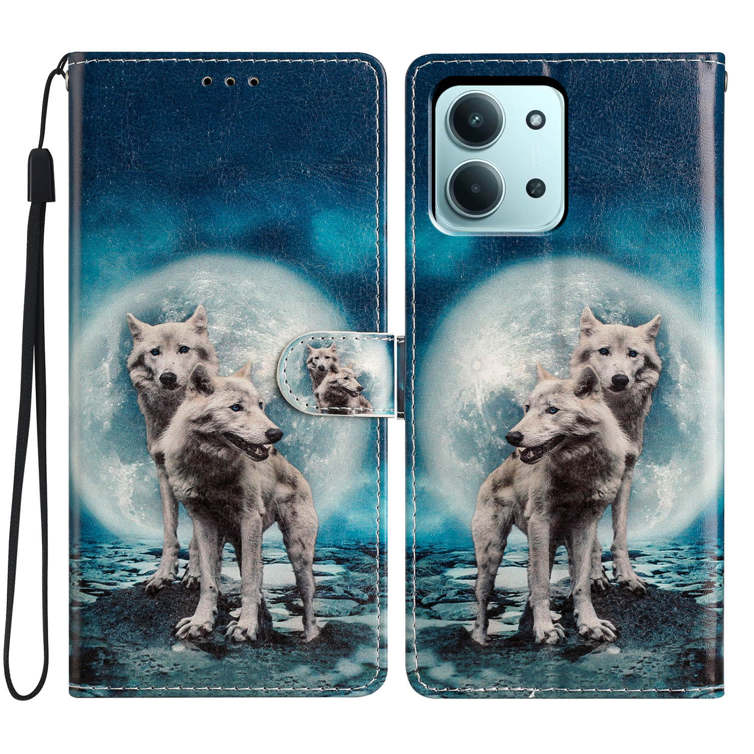 Cover portafoglio Xiaomi Redmi 15C lupi