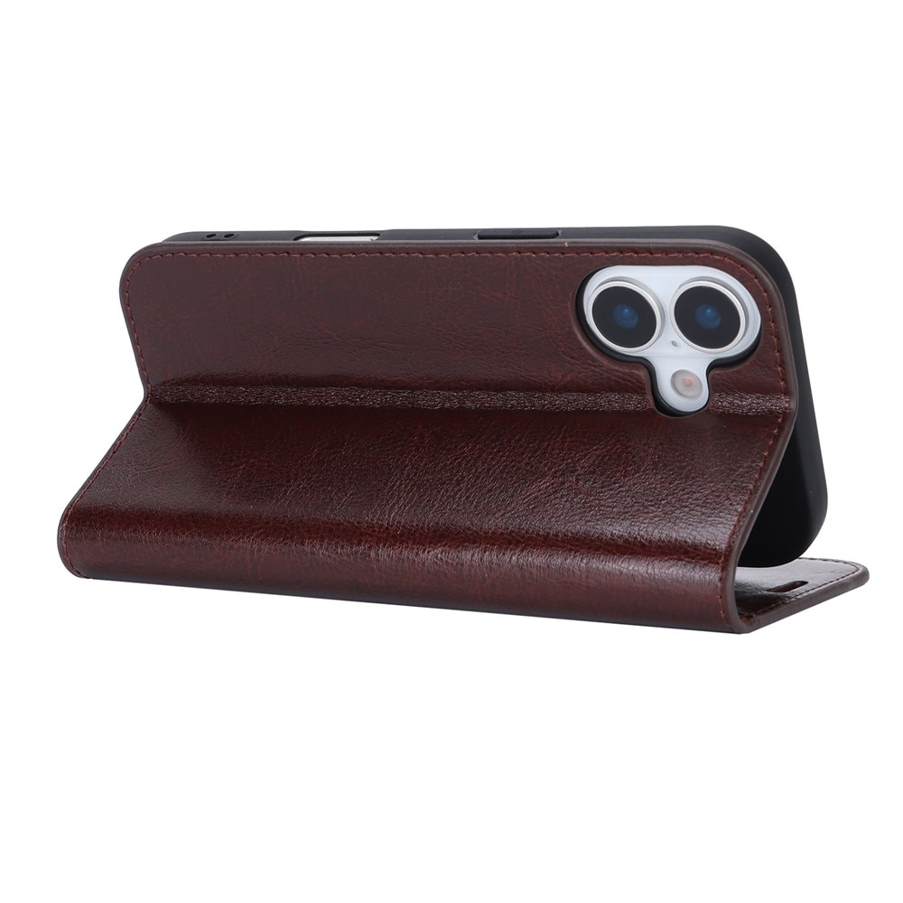 Cover Portafoglio in vera pelle iPhone 17 Marrone scuro