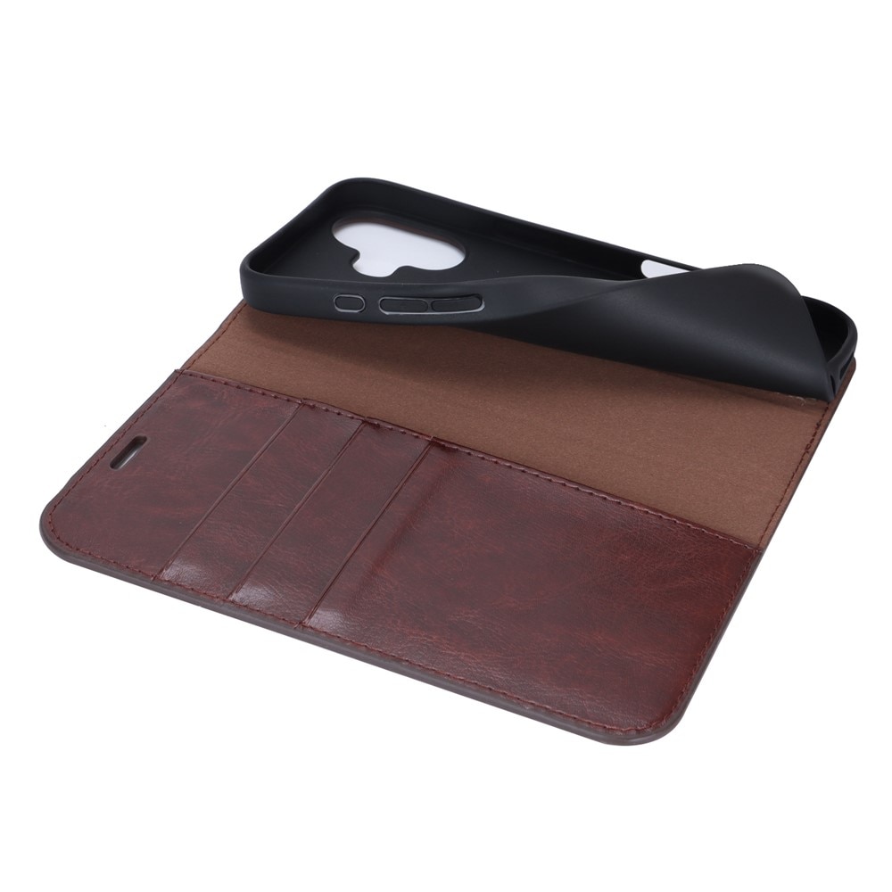 Cover Portafoglio in vera pelle iPhone 17 Marrone scuro