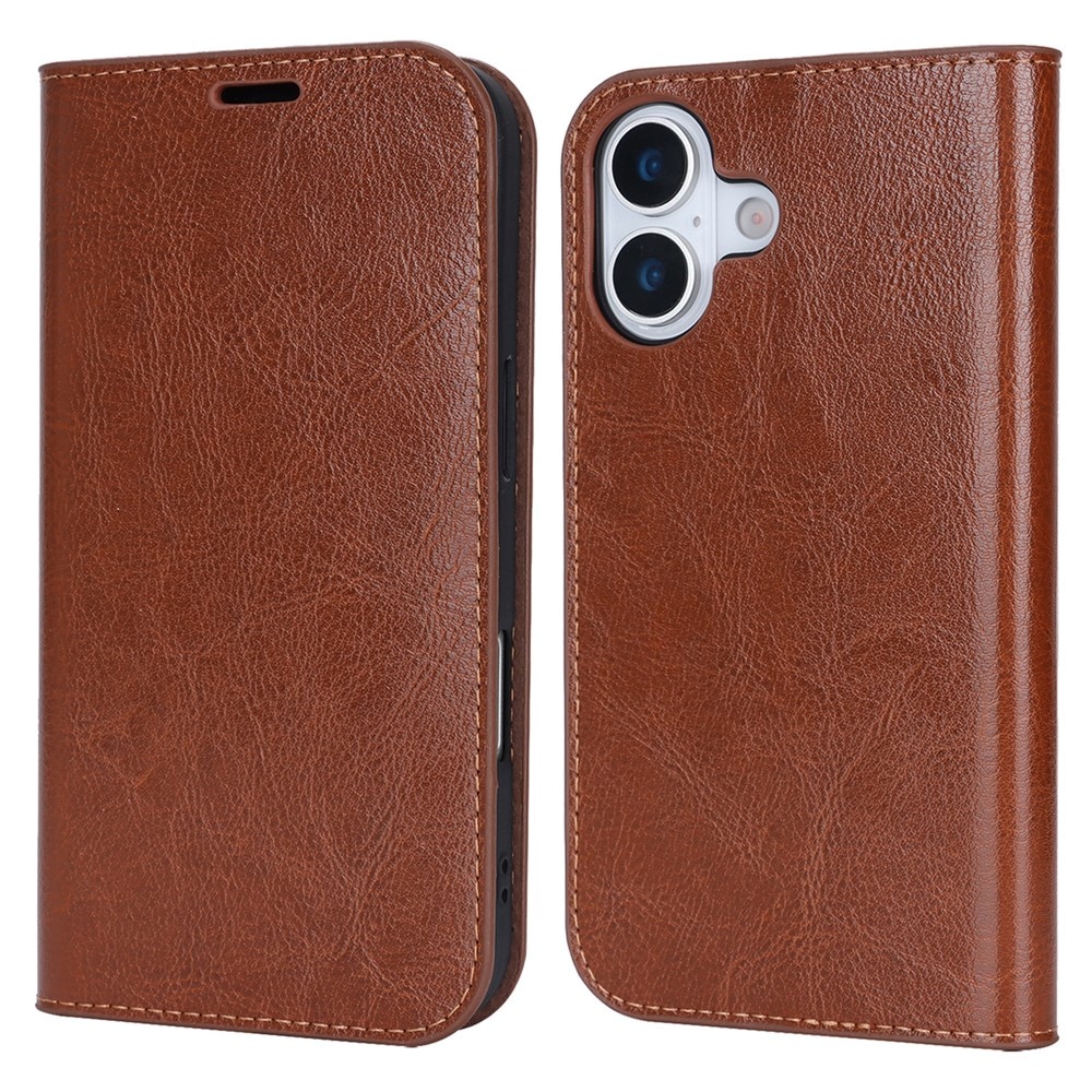 Cover Portafoglio in vera pelle iPhone 17 Marrone