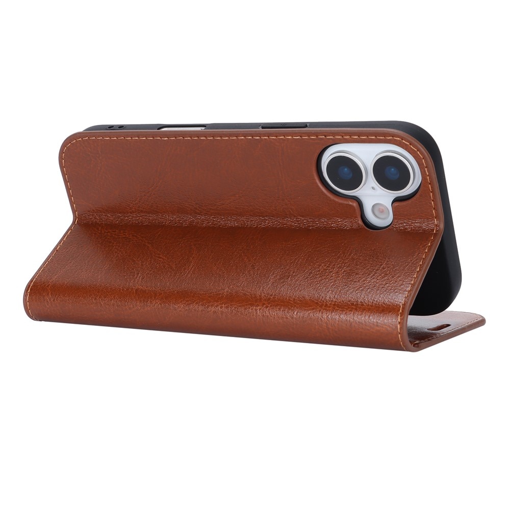 Cover Portafoglio in vera pelle iPhone 17 Marrone