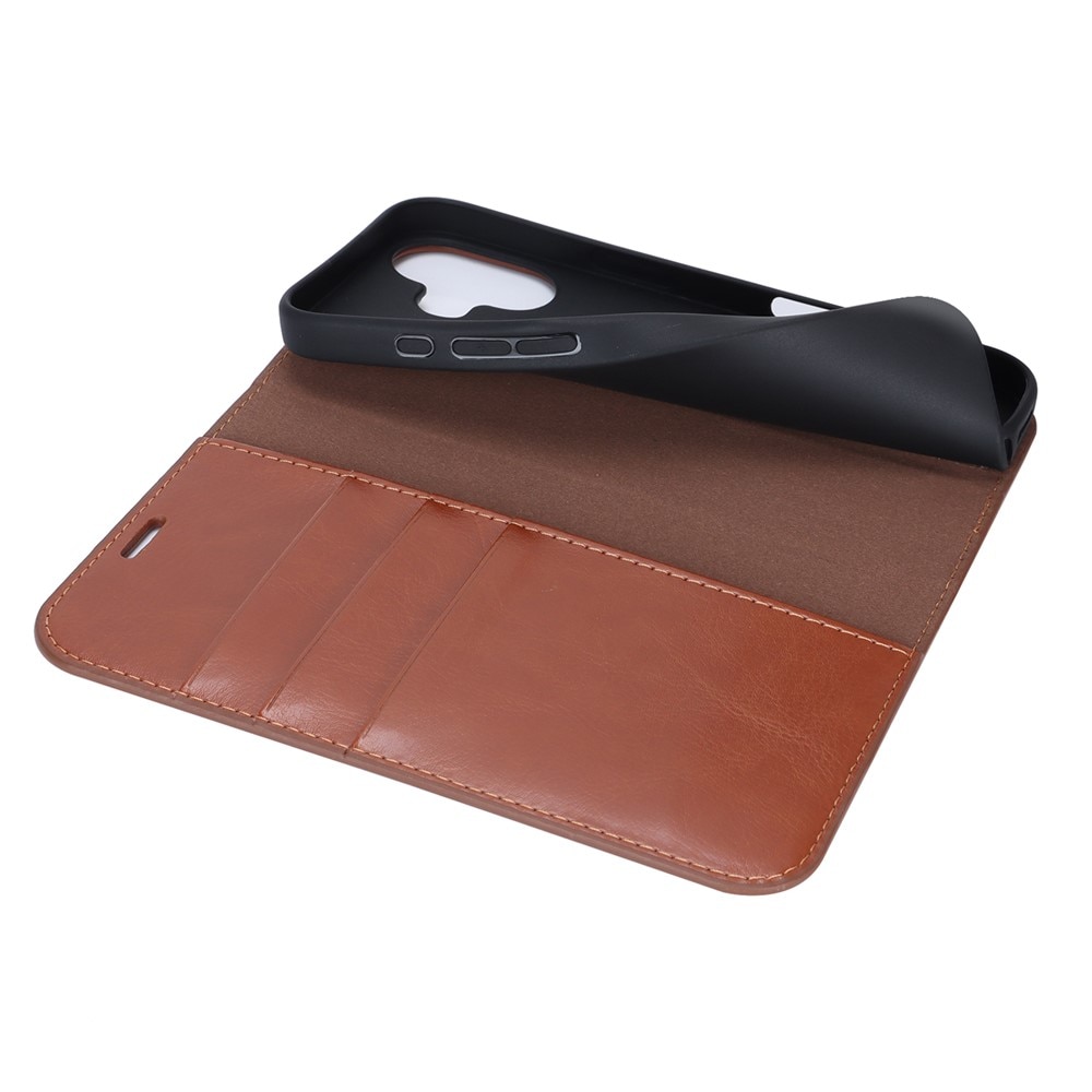 Cover Portafoglio in vera pelle iPhone 17 Marrone