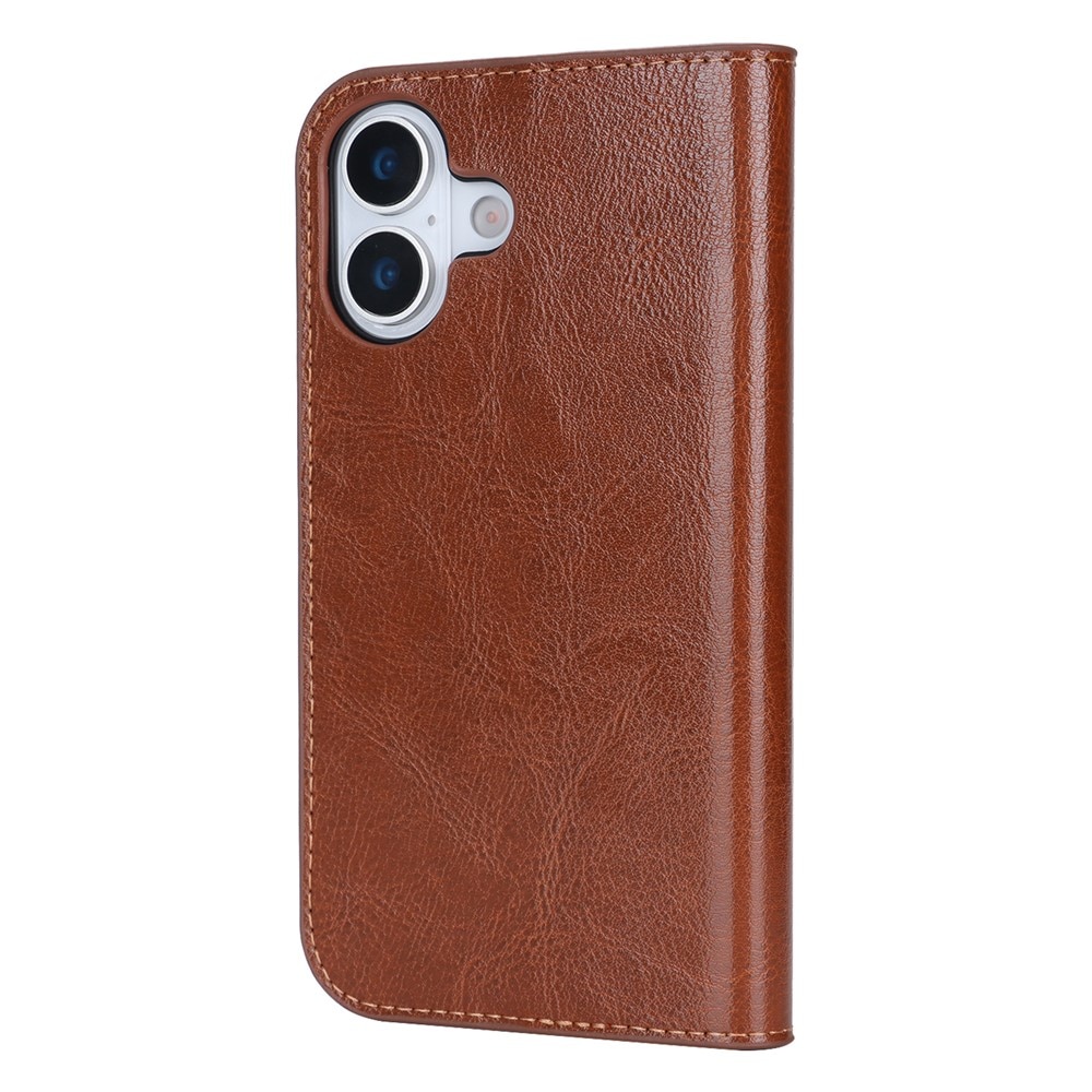 Cover Portafoglio in vera pelle iPhone 17 Marrone