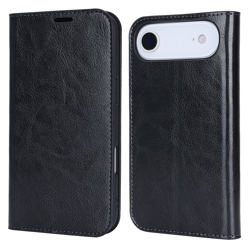 Cover Portafoglio in vera pelle iPhone 17 Air Nero