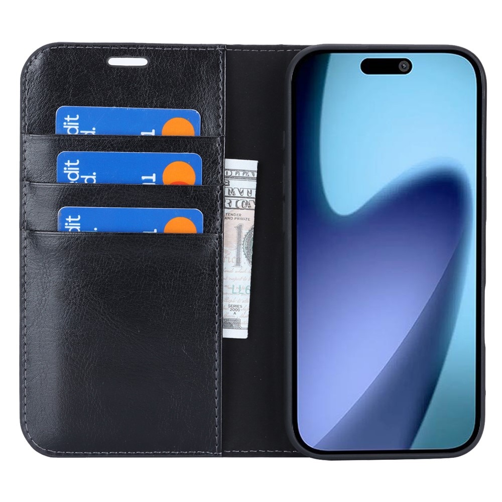 Cover Portafoglio in vera pelle iPhone 17 Air Nero