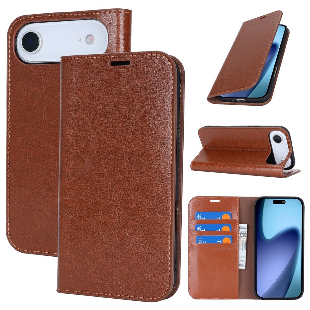 Cover Portafoglio in vera pelle iPhone 17 Air Nero