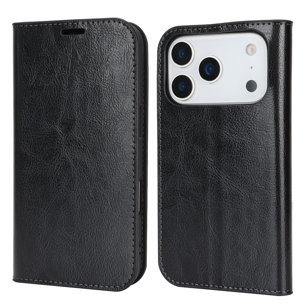 Cover Portafoglio in vera pelle iPhone 17 Pro Nero