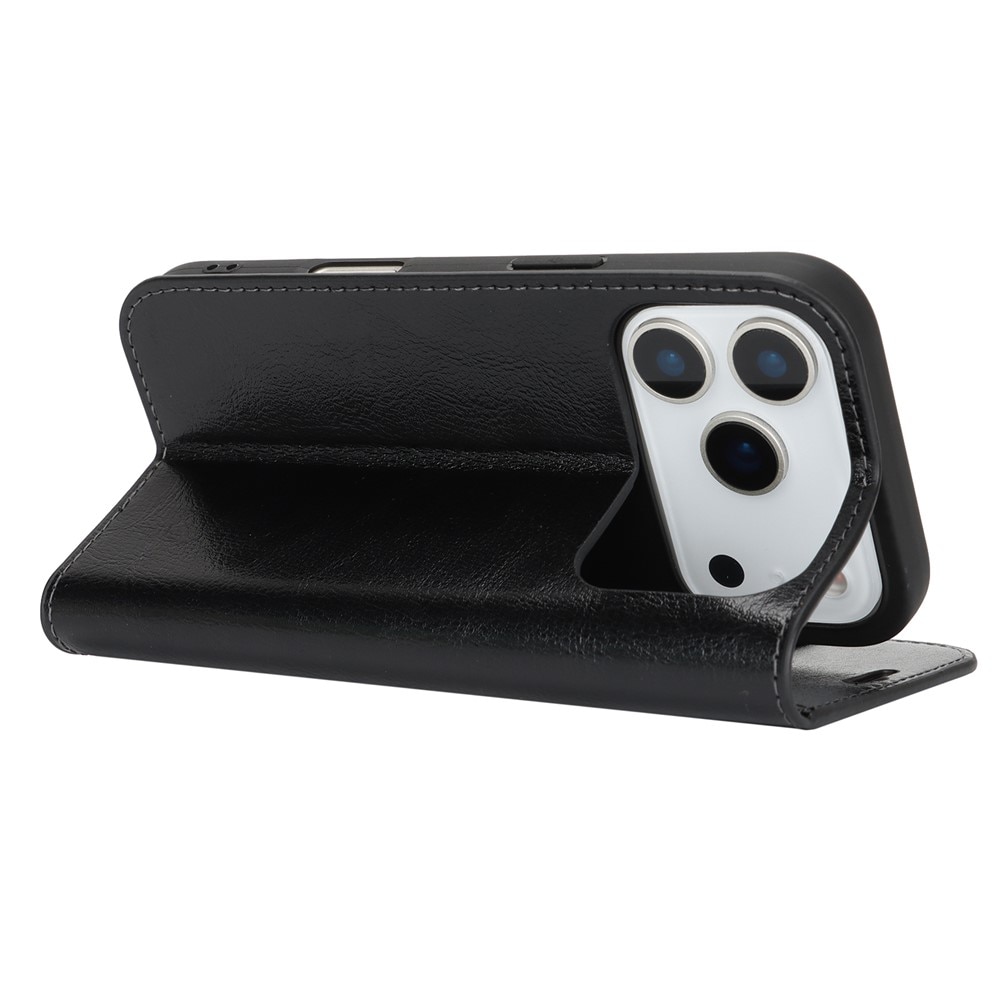Cover Portafoglio in vera pelle iPhone 17 Pro Nero