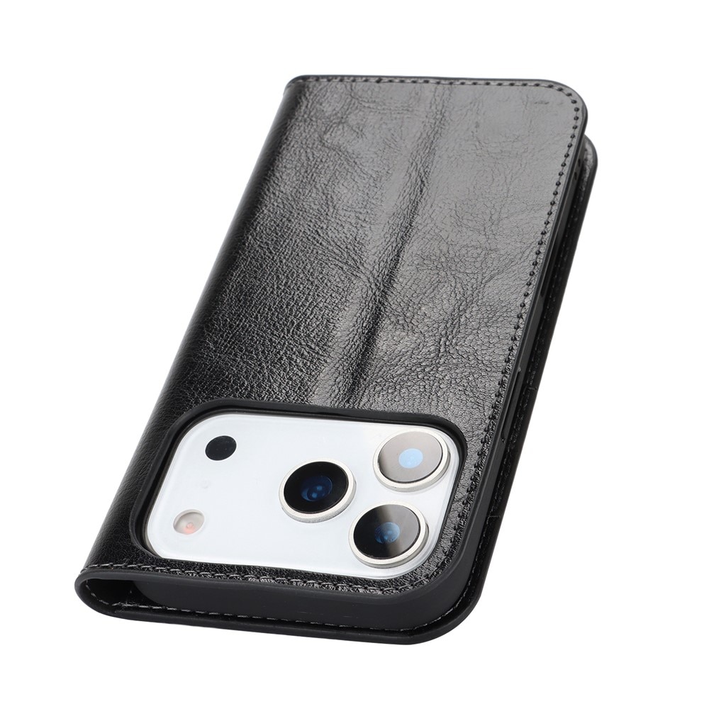 Cover Portafoglio in vera pelle iPhone 17 Pro Nero