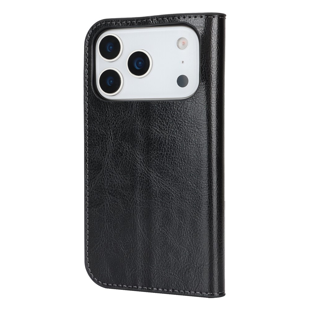 Cover Portafoglio in vera pelle iPhone 17 Pro Nero