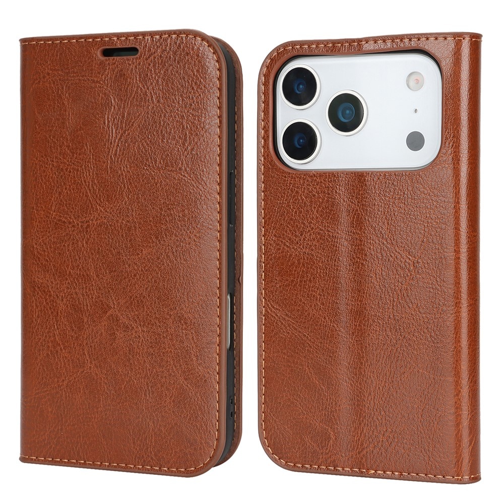 Cover Portafoglio in vera pelle iPhone 17 Pro Marrone