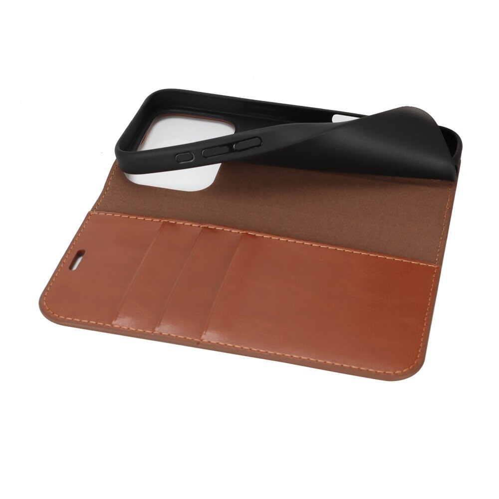 Cover Portafoglio in vera pelle iPhone 17 Pro Marrone