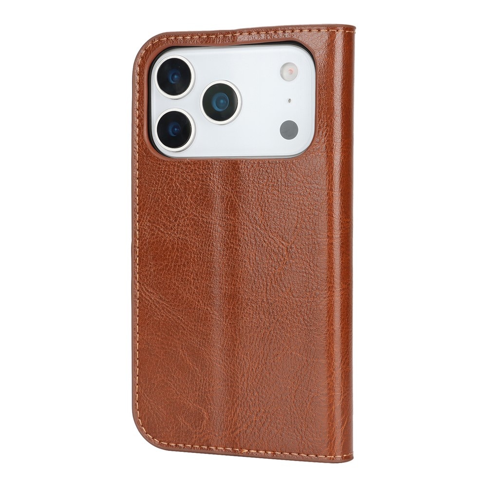 Cover Portafoglio in vera pelle iPhone 17 Pro Marrone