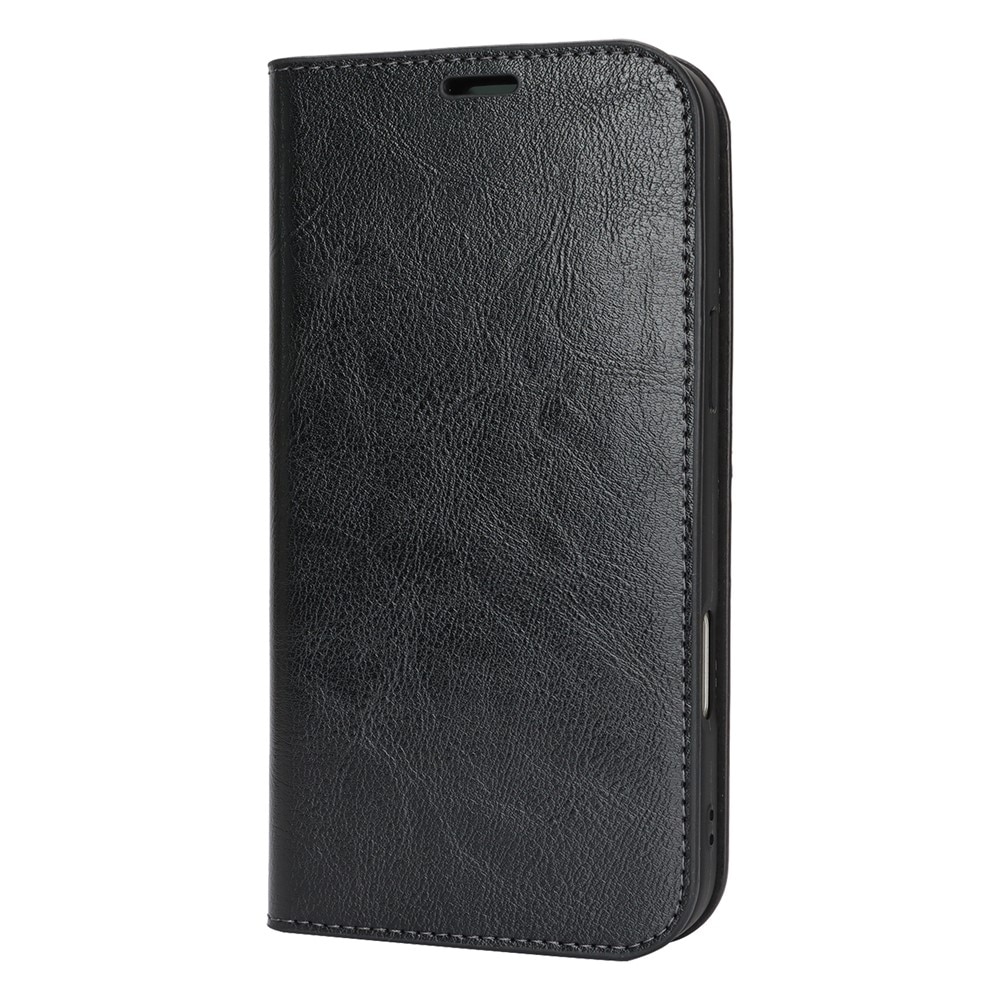 Cover Portafoglio in vera pelle iPhone 17 Pro Max Nero
