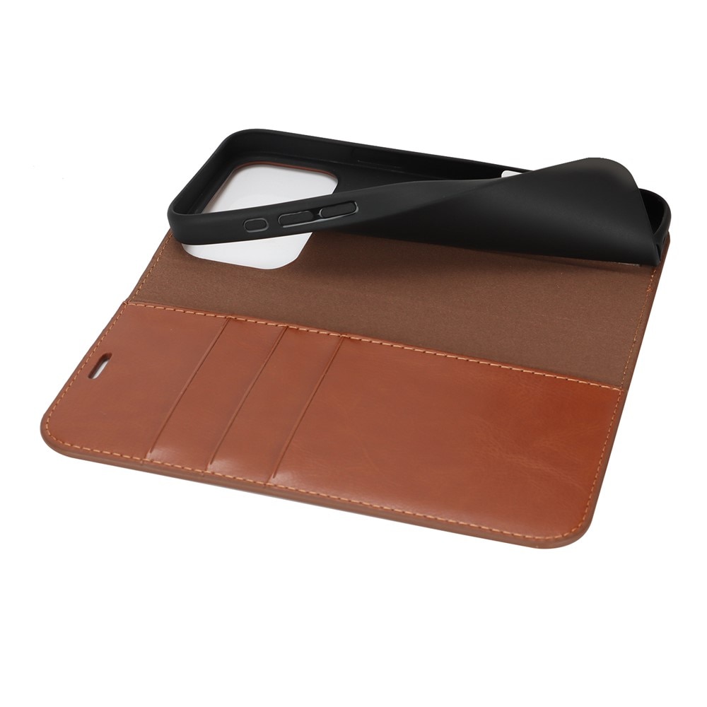 Cover Portafoglio in vera pelle iPhone 17 Pro Max Marrone