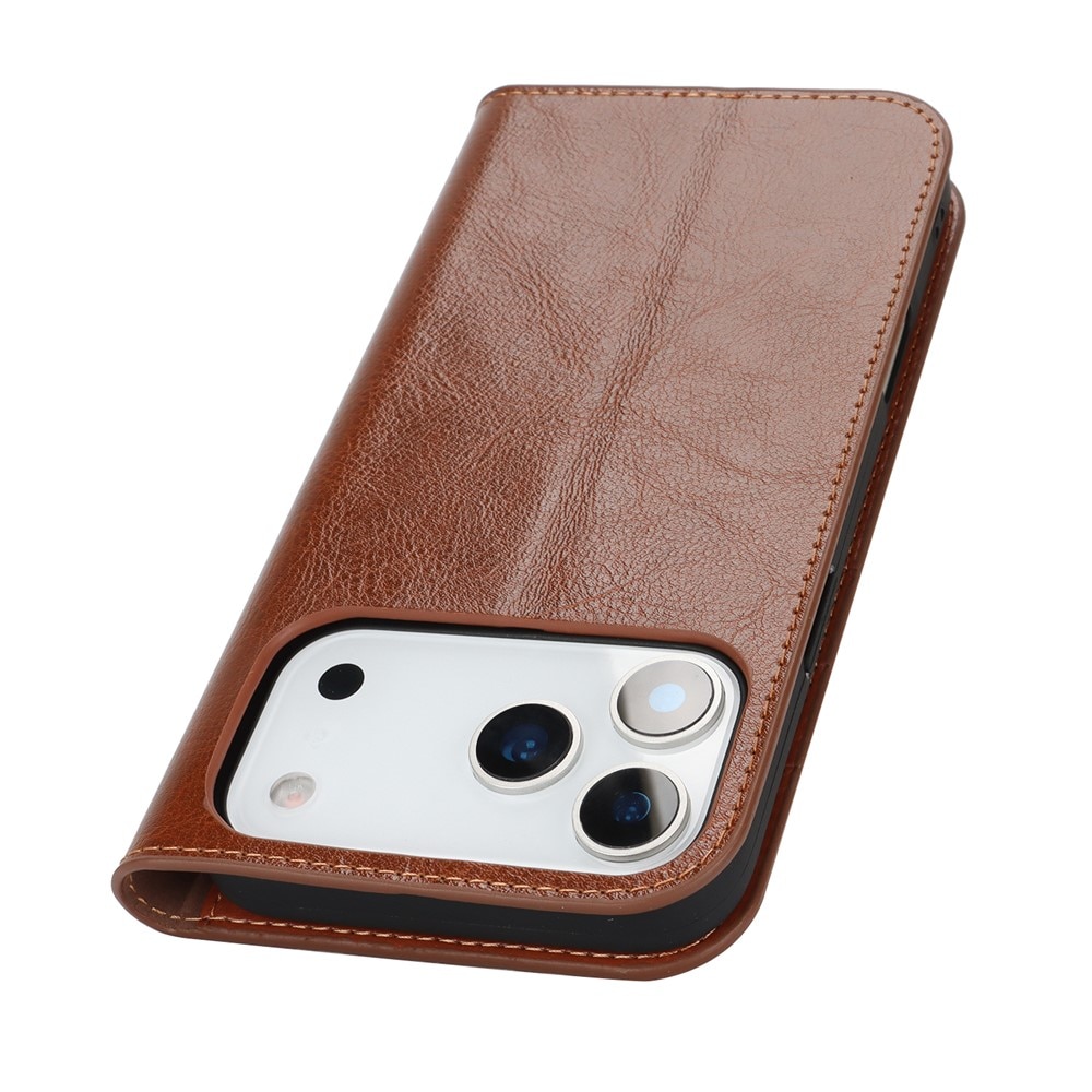 Cover Portafoglio in vera pelle iPhone 17 Pro Max Marrone