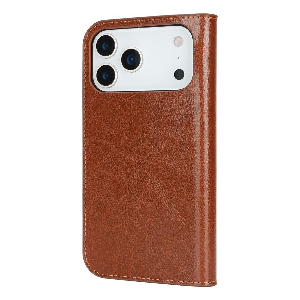Cover Portafoglio in vera pelle iPhone 17 Pro Max Marrone