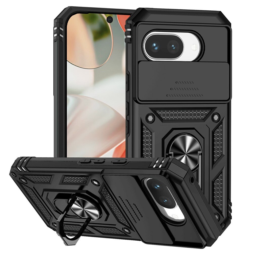 Cover ibride con anello e protezione fotocamera Google Pixel 9a Nero