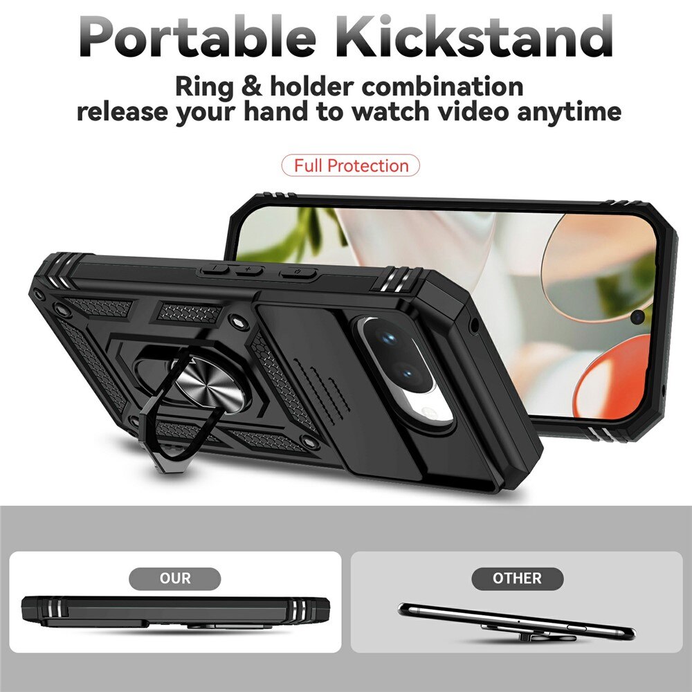 Cover ibride con anello e protezione fotocamera Google Pixel 9a Nero