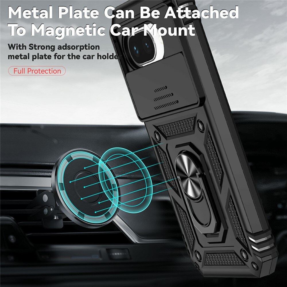 Cover ibride con anello e protezione fotocamera Google Pixel 9a Nero