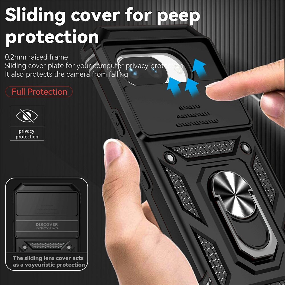Cover ibride con anello e protezione fotocamera Google Pixel 9a Nero