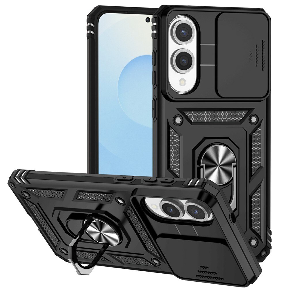 Cover ibride con anello e protezione fotocamera Samsung Galaxy S25 Edge Nero