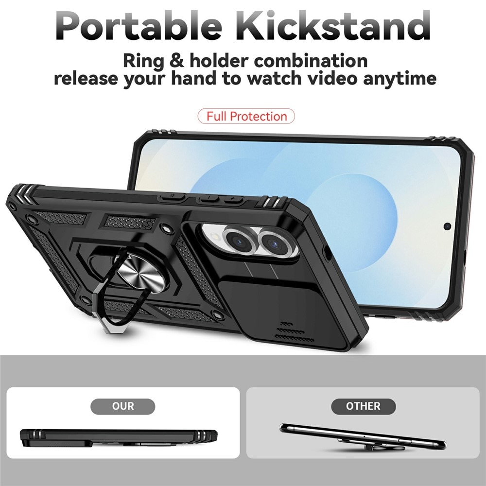 Cover ibride con anello e protezione fotocamera Samsung Galaxy S25 Edge Nero
