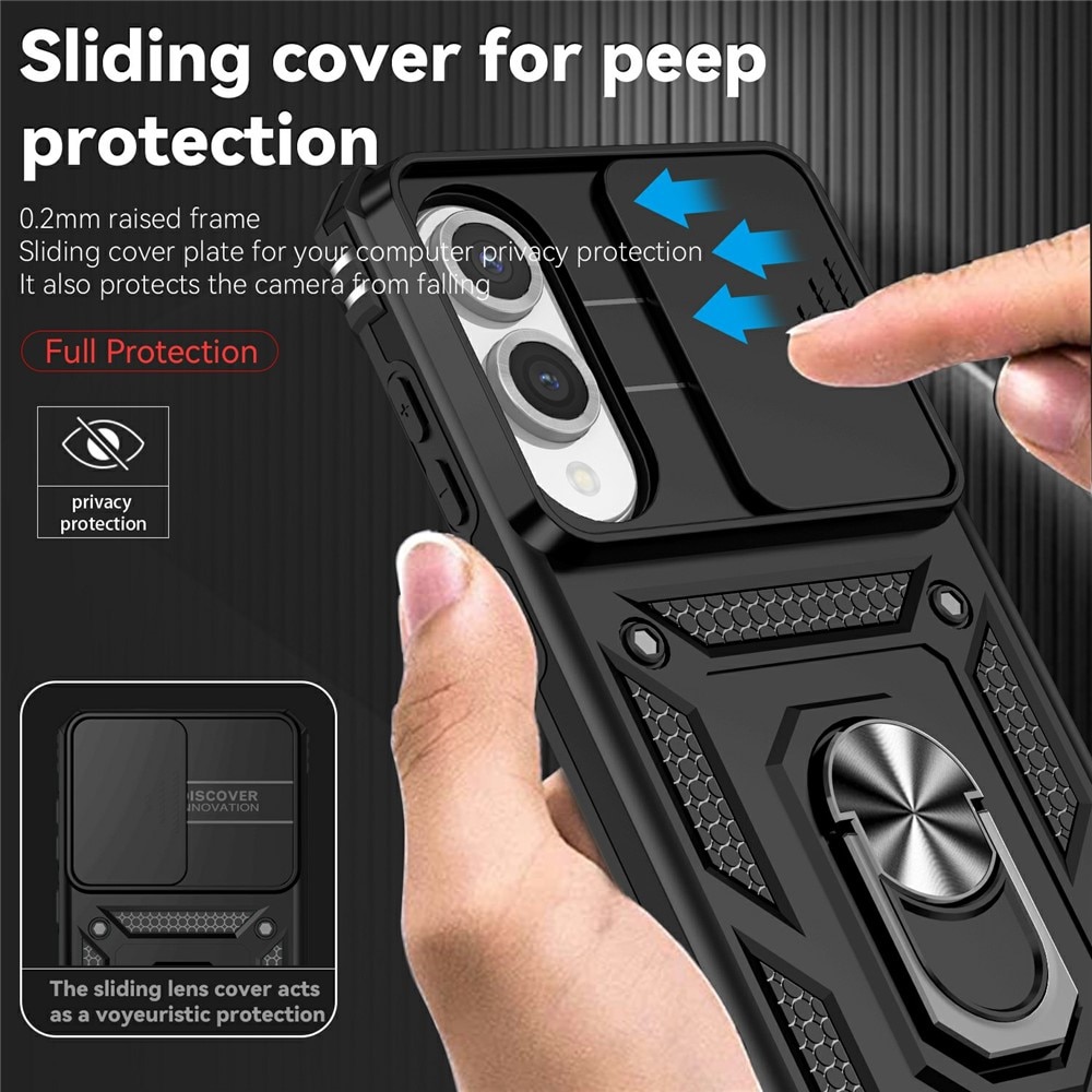 Cover ibride con anello e protezione fotocamera Samsung Galaxy S25 Edge Nero