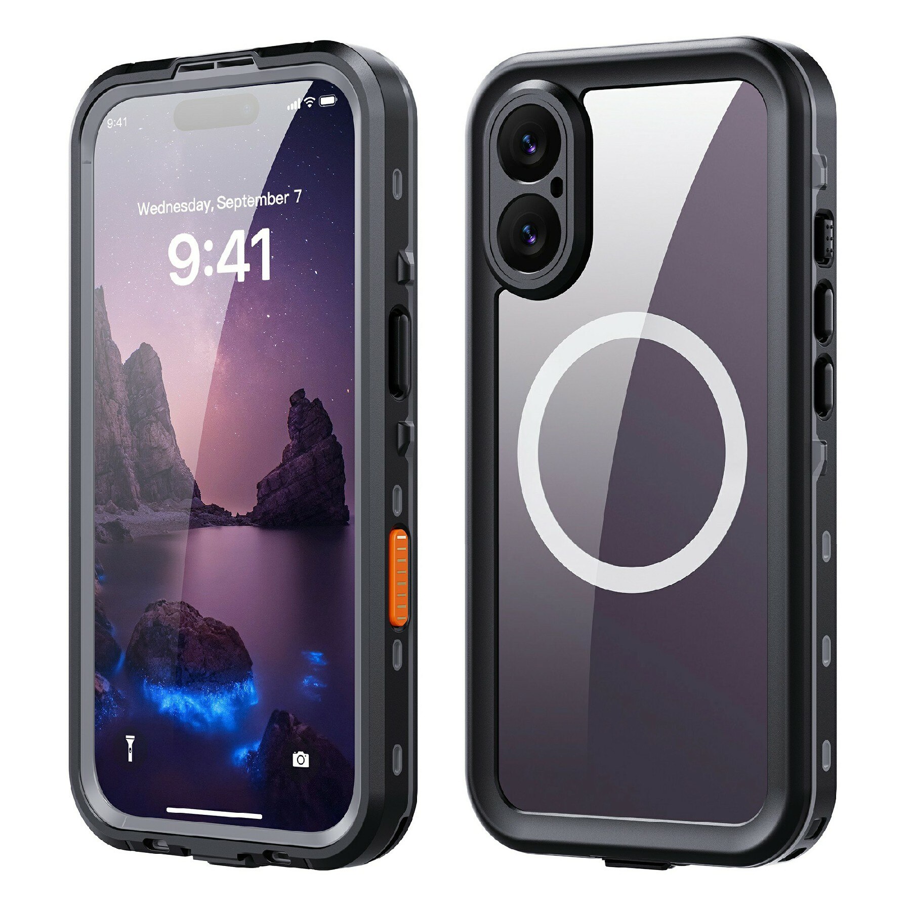 Cover ibrida impermeabile iPhone 17 trasparente