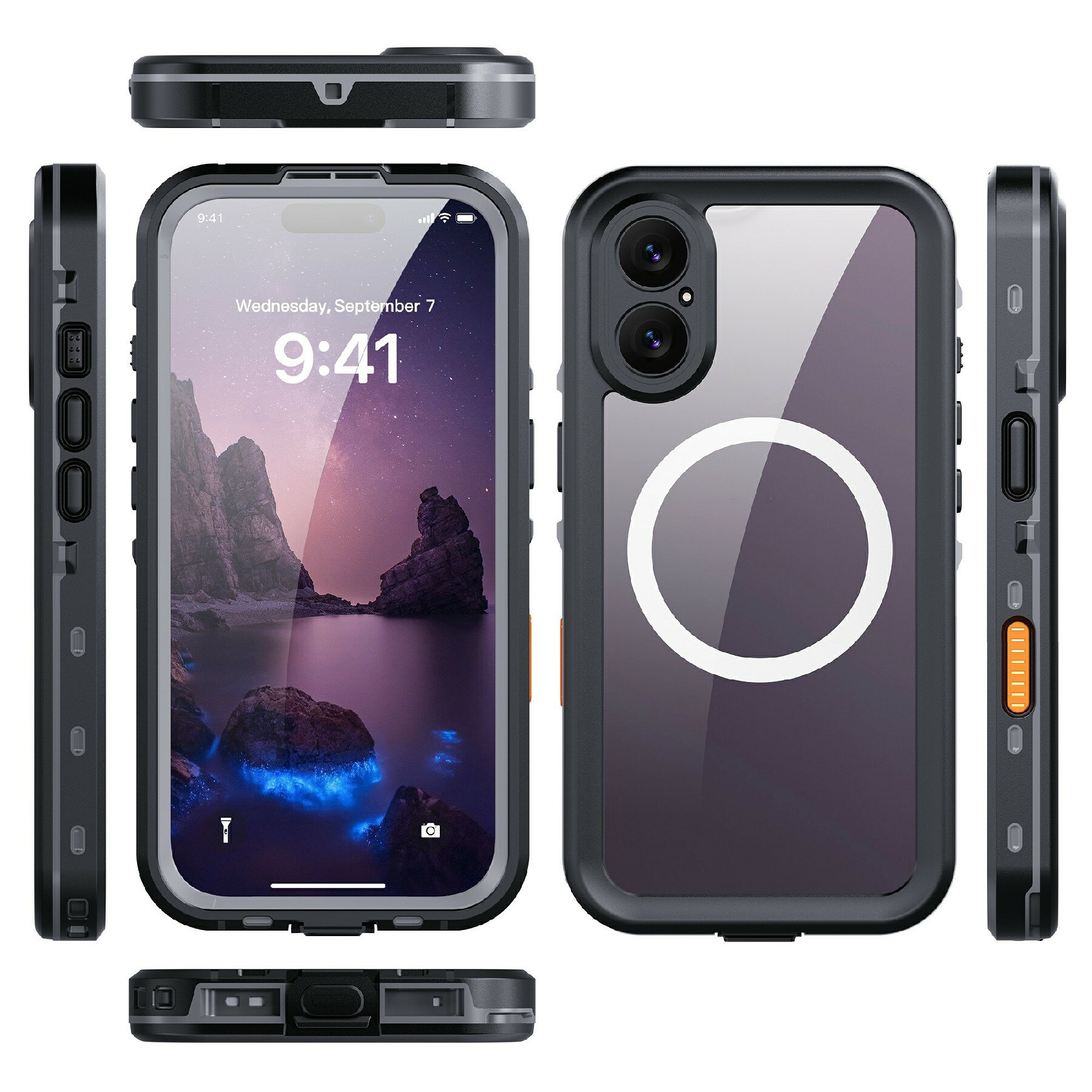 Cover ibrida impermeabile iPhone 17 trasparente