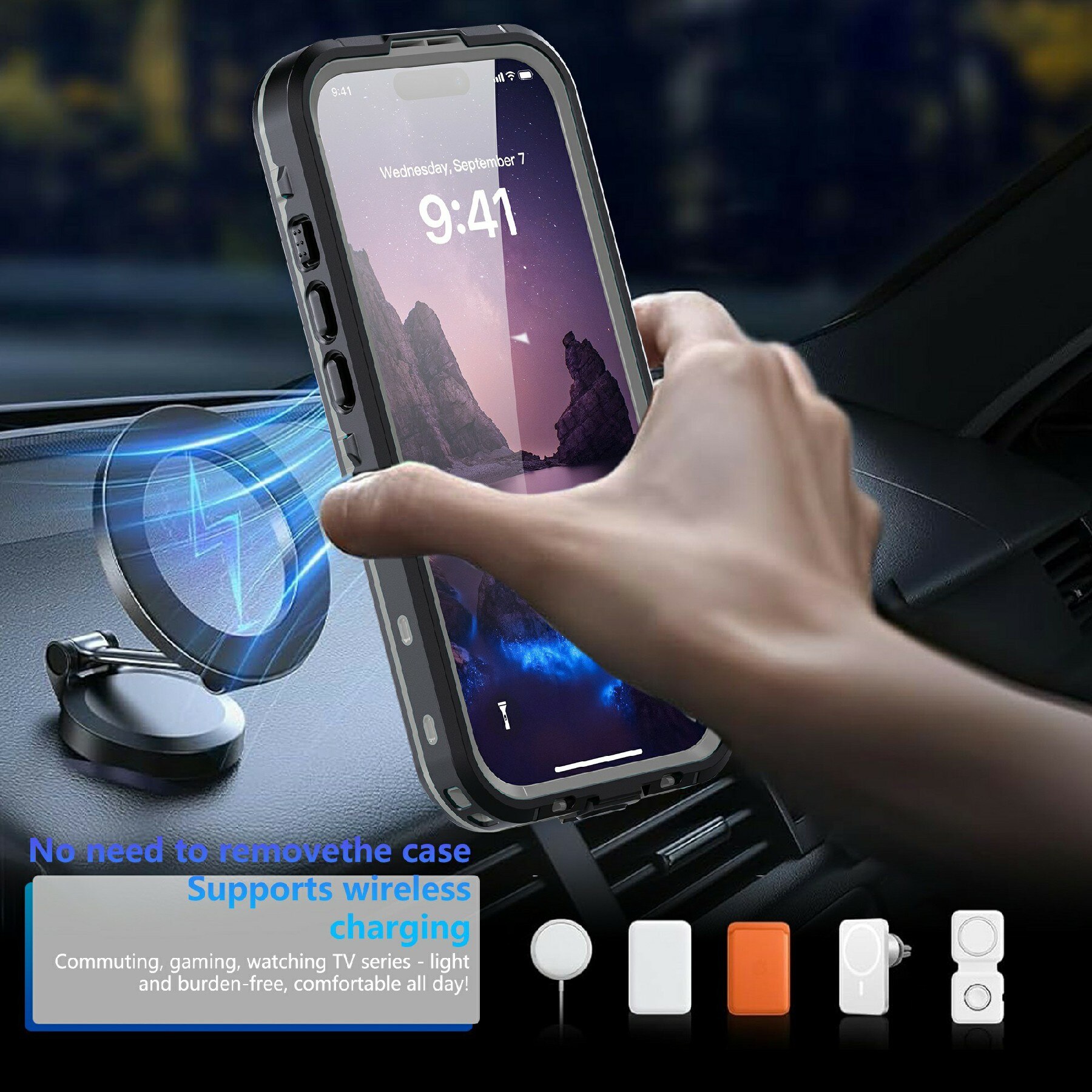Cover ibrida impermeabile iPhone 17 trasparente
