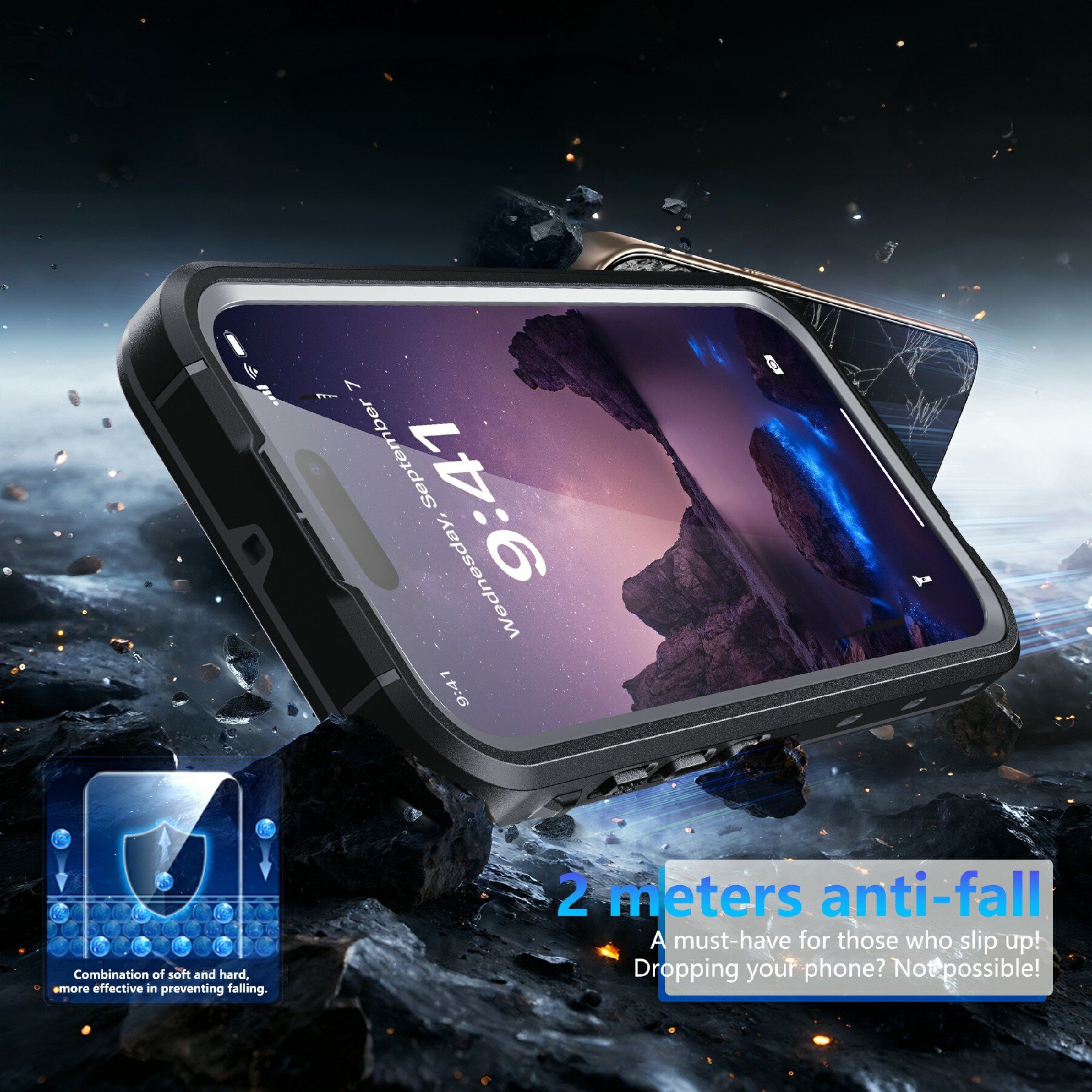 Cover ibrida impermeabile iPhone 17 trasparente