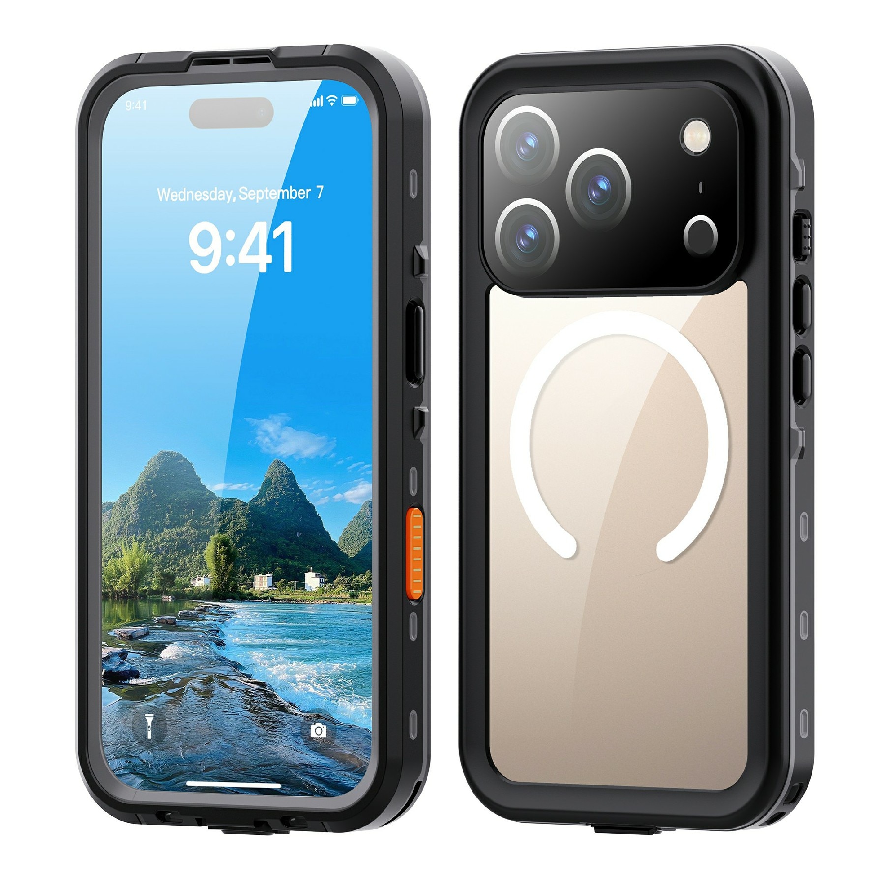 Cover ibrida impermeabile iPhone 17 Pro trasparente