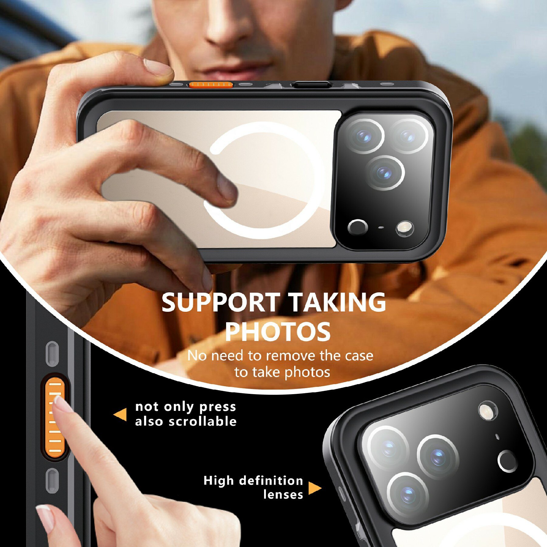 Cover ibrida impermeabile iPhone 17 Pro trasparente