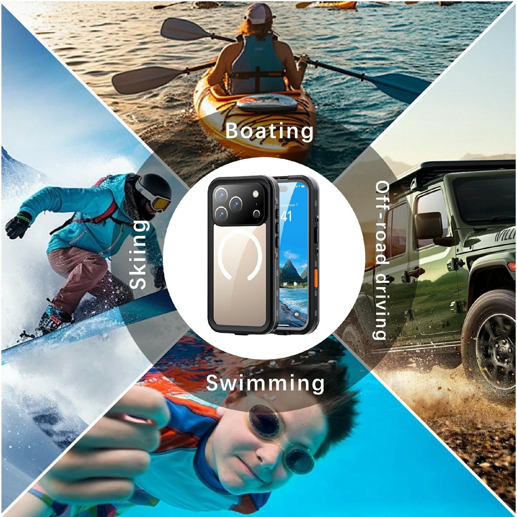 Cover ibrida impermeabile iPhone 17 Pro trasparente