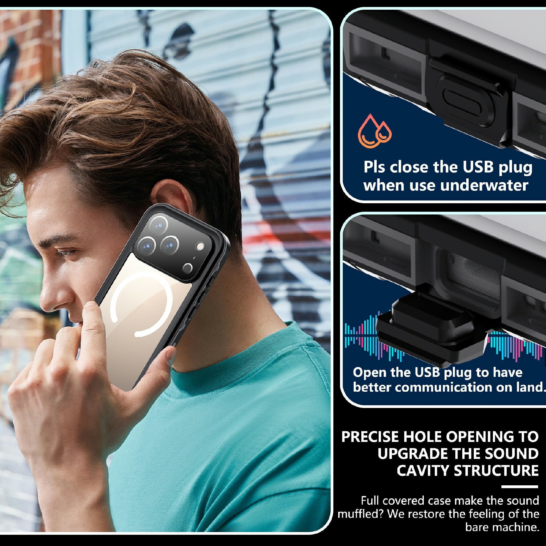 Cover ibrida impermeabile iPhone 17 Pro trasparente
