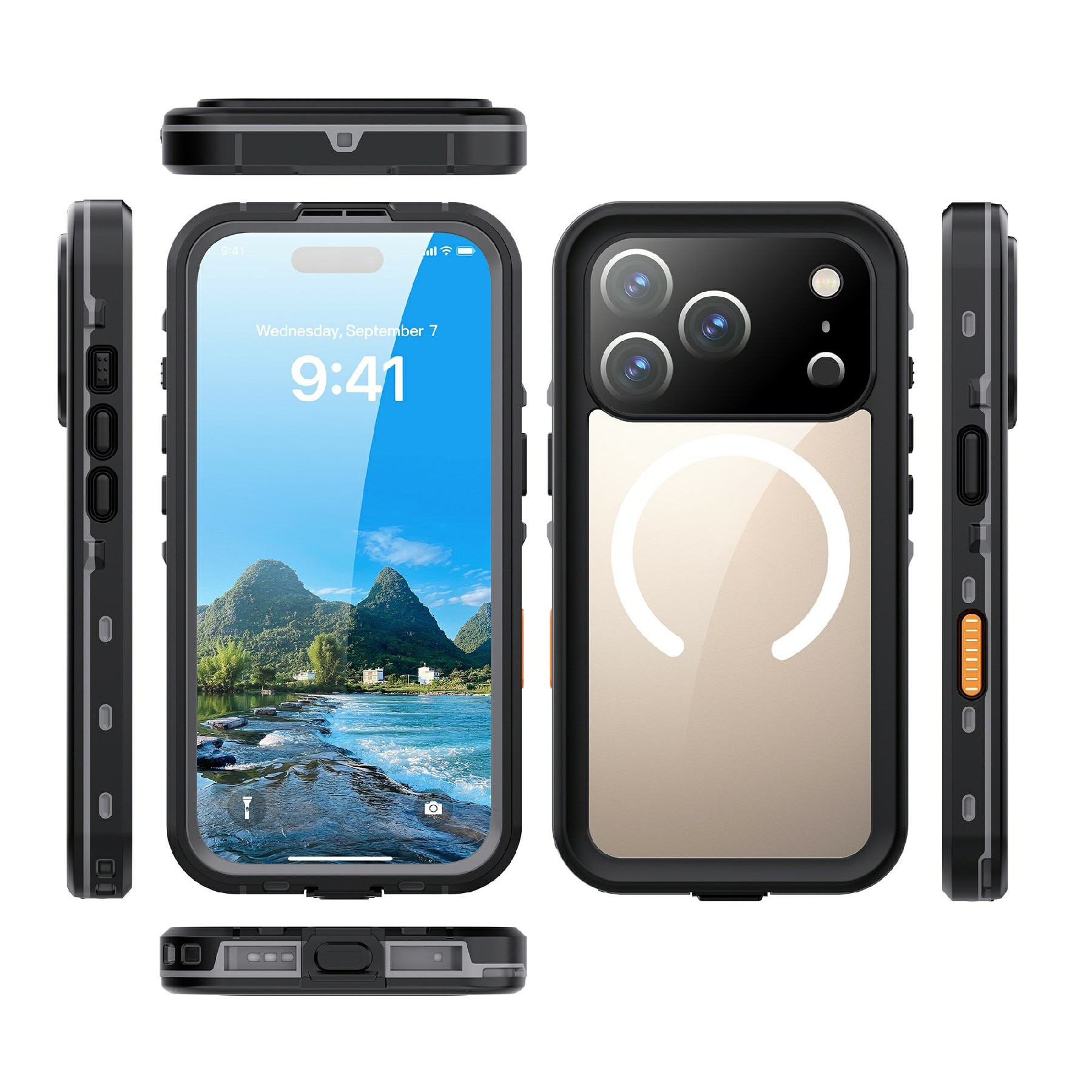 Cover ibrida impermeabile iPhone 17 Pro trasparente