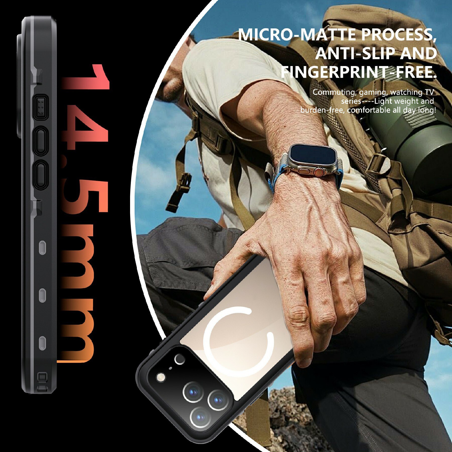 Cover ibrida impermeabile iPhone 17 Pro trasparente