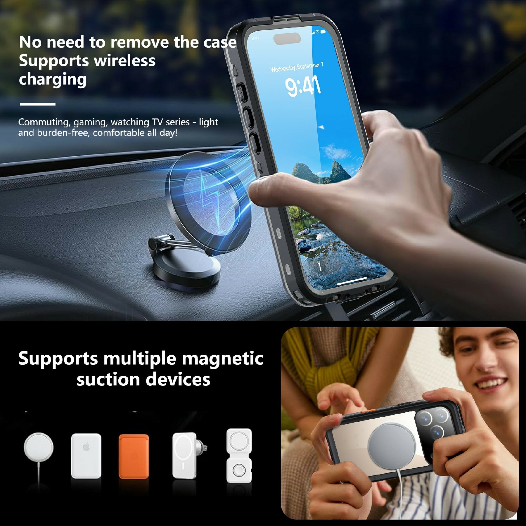 Cover ibrida impermeabile iPhone 17 Pro trasparente