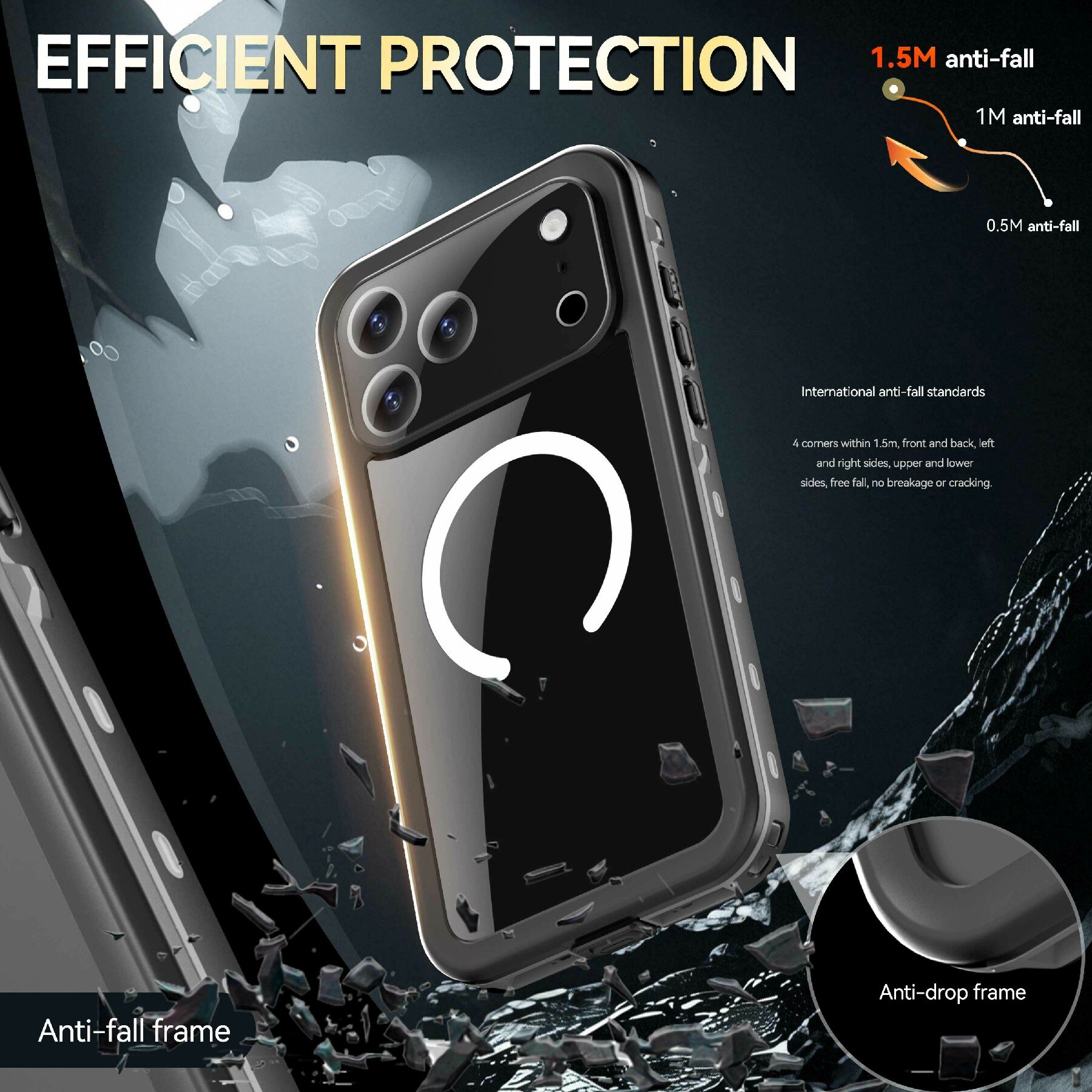 Cover ibrida impermeabile iPhone 17 Pro Max trasparente