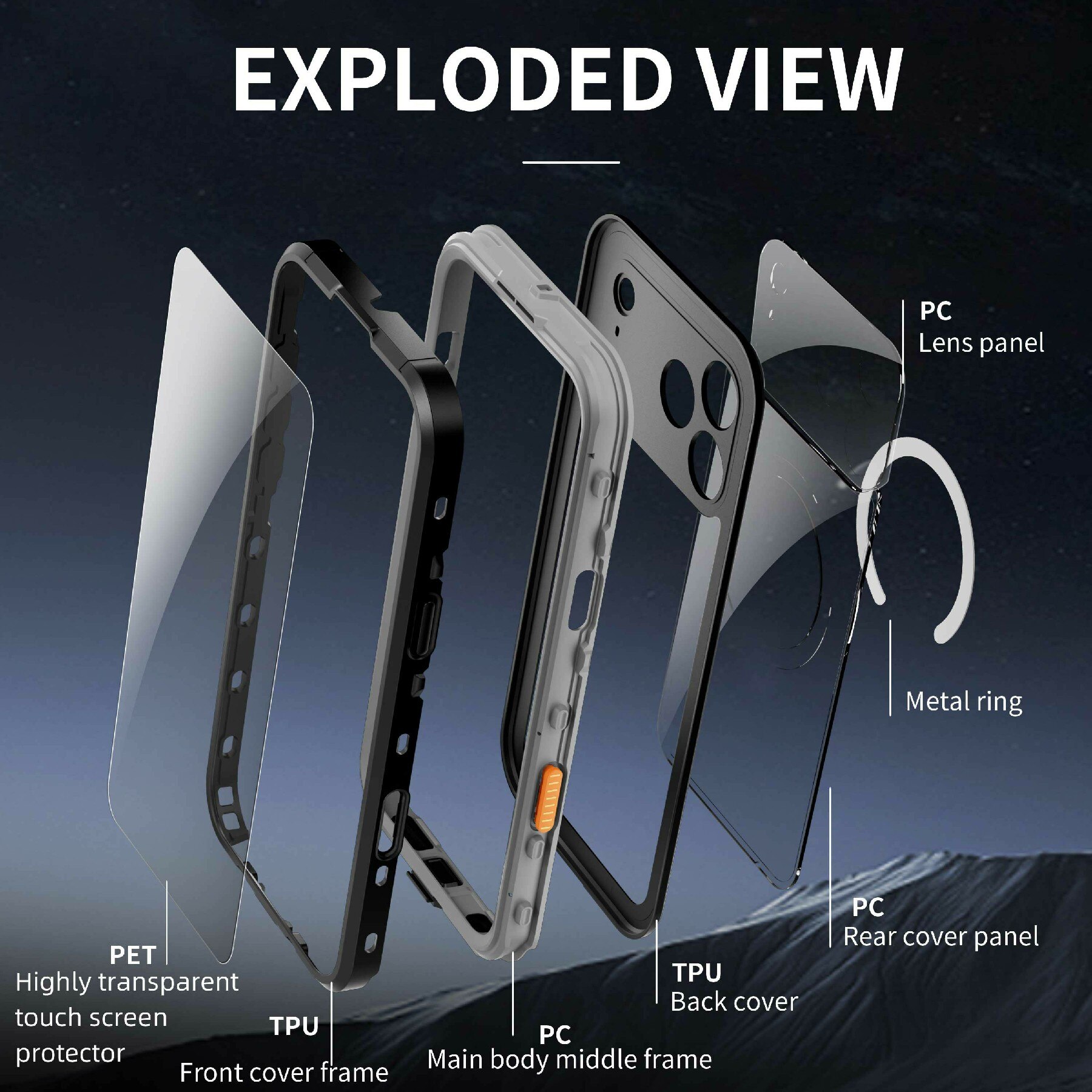 Cover ibrida impermeabile iPhone 17 Pro Max trasparente
